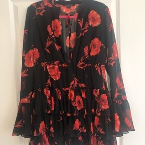 Black and red floral dress